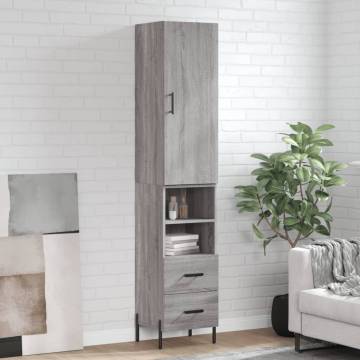 Stylish Grey Sonoma Highboard - 34.5x34x180 cm | Hipomarket