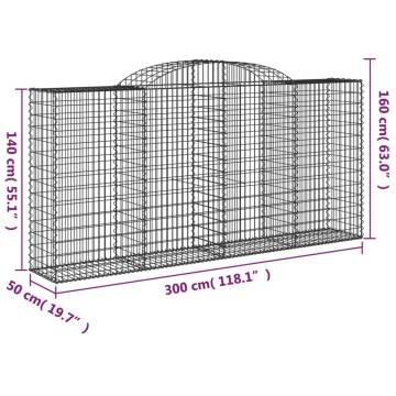 Arched Gabion Baskets - 17 pcs Galvanised Iron 300x50x140/160 cm