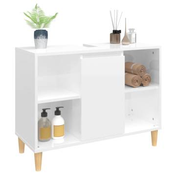 High Gloss White Sink Cabinet - Stylish Storage Solution