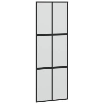 Sliding Door Black 90x205 cm - Tempered Glass & Aluminium