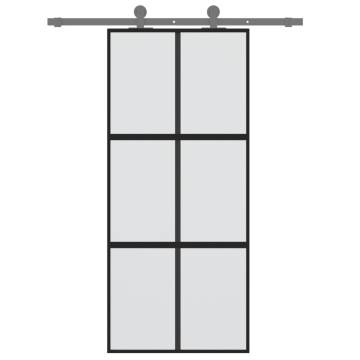 Sliding Door Black 90x205 cm - Tempered Glass & Aluminium