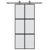 Sliding Door Black 90x205 cm - Tempered Glass & Aluminium