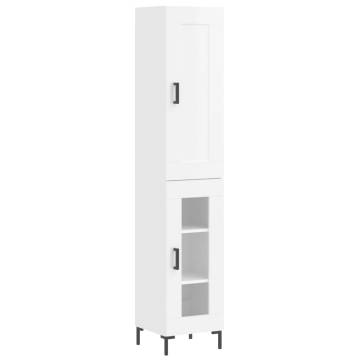 Stylish Highboard High Gloss White - 34.5x34x180 cm