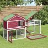 Rabbit Hutch Red 185.5x60.5x109.5 cm Solid Wood Pine Colour red 