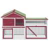 Rabbit Hutch Red - Spacious Solid Wood Pine for Small Pets