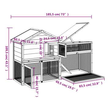 Rabbit Hutch Red - Spacious Solid Wood Pine for Small Pets