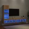 4 Piece TV Wall Units with LED - Sonoma Oak Engineered Wood