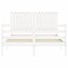 White Bed Frame with Headboard 140x190 cm - Solid Wood