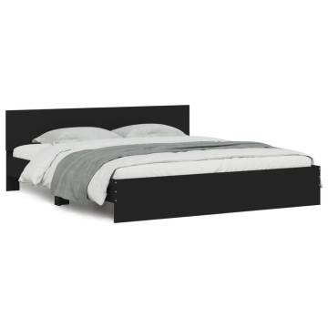 Stylish Black Bed Frame with LED Headboard - Super King Size