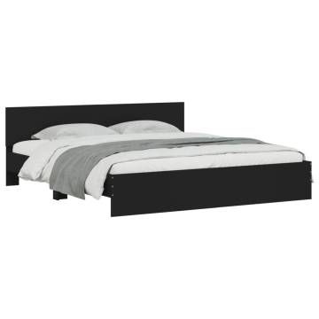 Stylish Black Bed Frame with LED Headboard - Super King Size