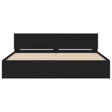 Stylish Black Bed Frame with LED Headboard - Super King Size