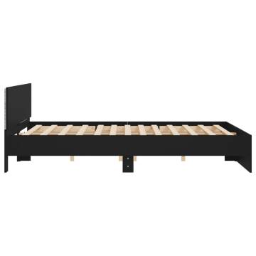 Stylish Black Bed Frame with LED Headboard - Super King Size