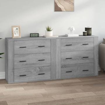 Elegant Grey Sonoma Sideboards - 2 Pieces in Engineered Wood