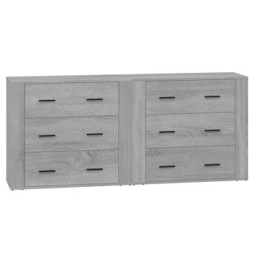 Elegant Grey Sonoma Sideboards - 2 Pieces in Engineered Wood