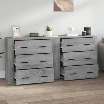 Elegant Grey Sonoma Sideboards - 2 Pieces in Engineered Wood