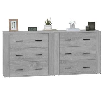 Elegant Grey Sonoma Sideboards - 2 Pieces in Engineered Wood