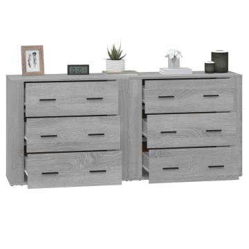 Elegant Grey Sonoma Sideboards - 2 Pieces in Engineered Wood