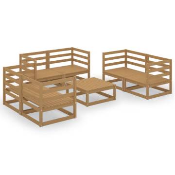 7 Piece Garden Lounge Set - Honey Brown Solid Pinewood