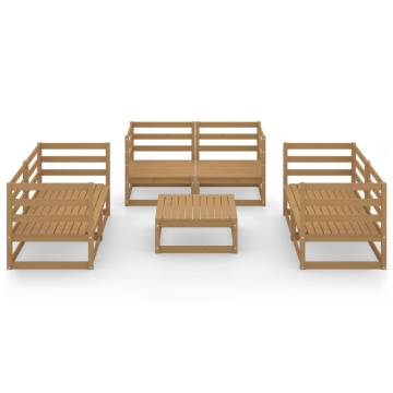 7 Piece Garden Lounge Set - Honey Brown Solid Pinewood