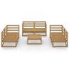 7 Piece Garden Lounge Set - Honey Brown Solid Pinewood