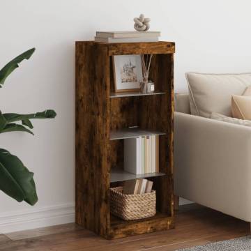 Modern Smoked Oak Sideboard with LED Lights - 41x37x100 cm