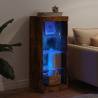 Modern Smoked Oak Sideboard with LED Lights - 41x37x100 cm