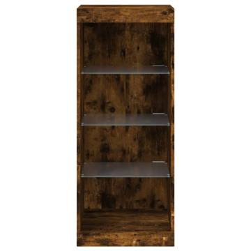 Modern Smoked Oak Sideboard with LED Lights - 41x37x100 cm