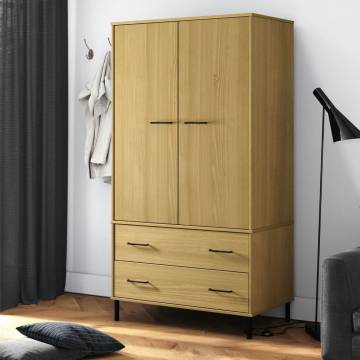 Stylish Brown Wardrobe with Metal Legs - OSLO | HipoMarket