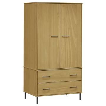 Stylish Brown Wardrobe with Metal Legs - OSLO | HipoMarket