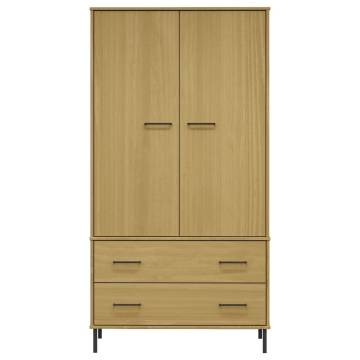 Stylish Brown Wardrobe with Metal Legs - OSLO | HipoMarket