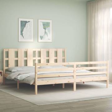 Solid Wood Super King Size Bed Frame with Headboard | Hipo Market