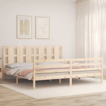 Solid Wood Super King Size Bed Frame with Headboard | Hipo Market