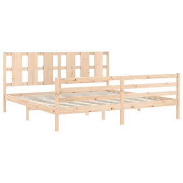 Solid Wood Super King Size Bed Frame with Headboard | Hipo Market