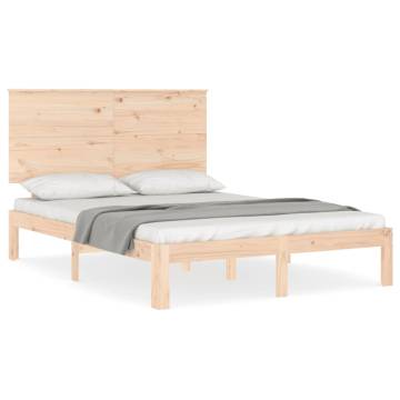 Small Double Bed Frame with Headboard - Solid Pine Wood