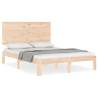 Small Double Bed Frame with Headboard - Solid Pine Wood