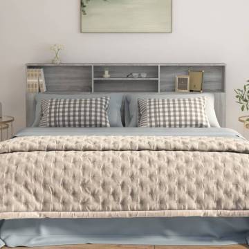 Headboard Cabinet Grey Sonoma - Stylish Bedroom Storage