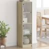 Highboard with Glass Doors Sonoma Oak 35x37x142 cm Colour sonoma oak Quantity in Package 1 