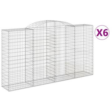 Arched Gabion Baskets - 6 pcs Galvanised Iron 300x50x160/180 cm