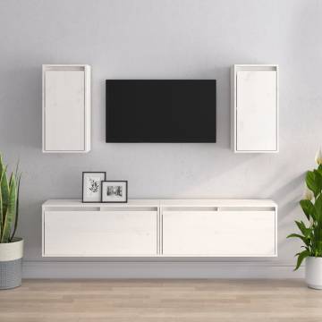 Stylish 4 pcs White Pine TV Cabinets | Solid Wood Design