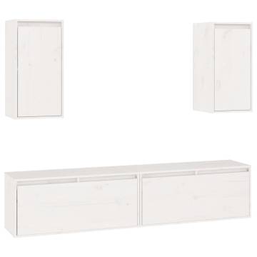 Stylish 4 pcs White Pine TV Cabinets | Solid Wood Design