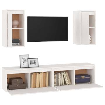 Stylish 4 pcs White Pine TV Cabinets | Solid Wood Design