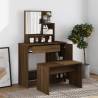 Elegant Brown Oak Dressing Table with Mirror | Hipomarket UK