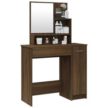 Elegant Brown Oak Dressing Table with Mirror | Hipomarket UK