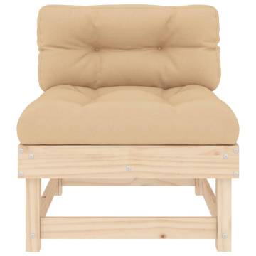 Middle Sofa with Cushions - Solid Wood Pine | HipoMarket