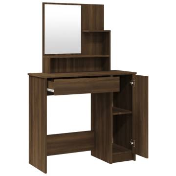 Elegant Brown Oak Dressing Table with Mirror | Hipomarket UK