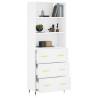 Stylish White Highboard - 69.5x34x180 cm Engineered Wood