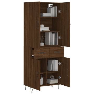 Stylish Highboard in Brown Oak - 69.5x34x180 cm | HipoMarket