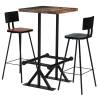 Bar Set 3 Piece Solid Reclaimed Wood Multicolour Number of 2 