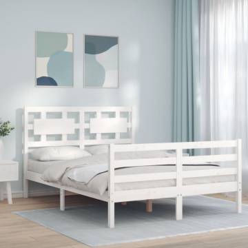 Durable White Double Bed Frame with Headboard | HipoMarket