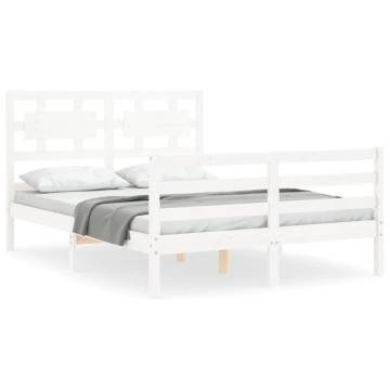 Durable White Double Bed Frame with Headboard | HipoMarket